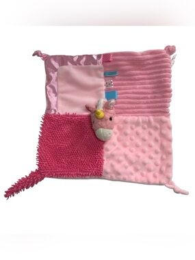 Make Believe Ideas Pink Unicorn Lovey 12" Security Blanket Tabs Minky 2021